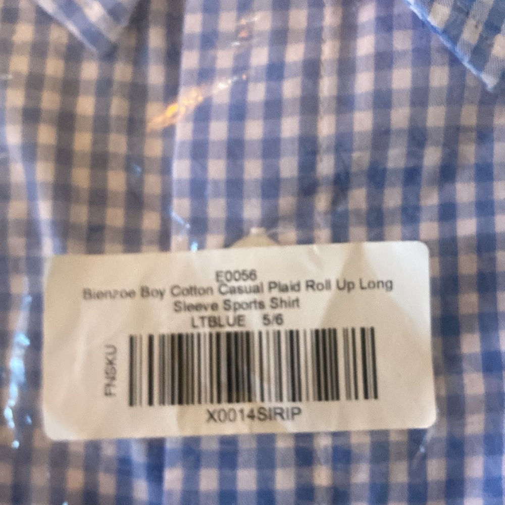 Boys long sleeve blue plaid button down